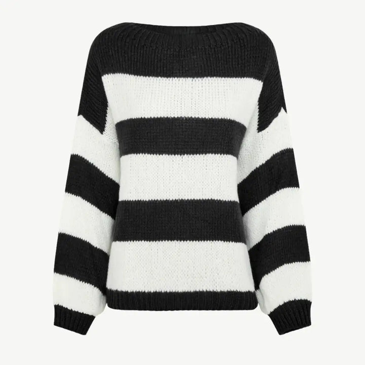 Suéter de punto a rayas bicolor - Tienda Online