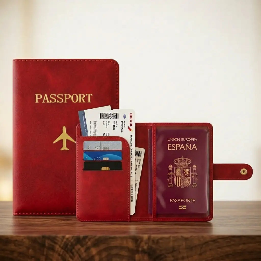 Portapasaportes y cartera de viaje