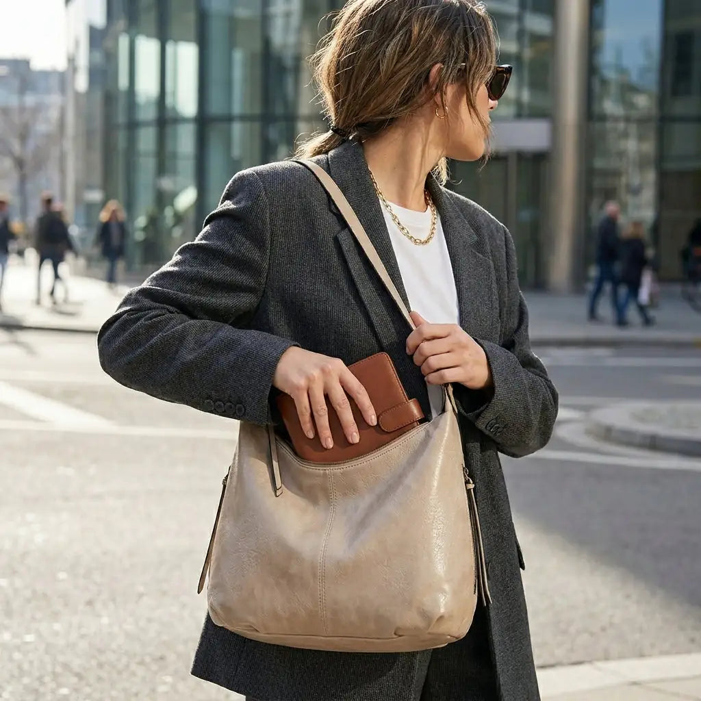 Conjunto 3 en 1 - Bolsa Holgada Suave - Beige